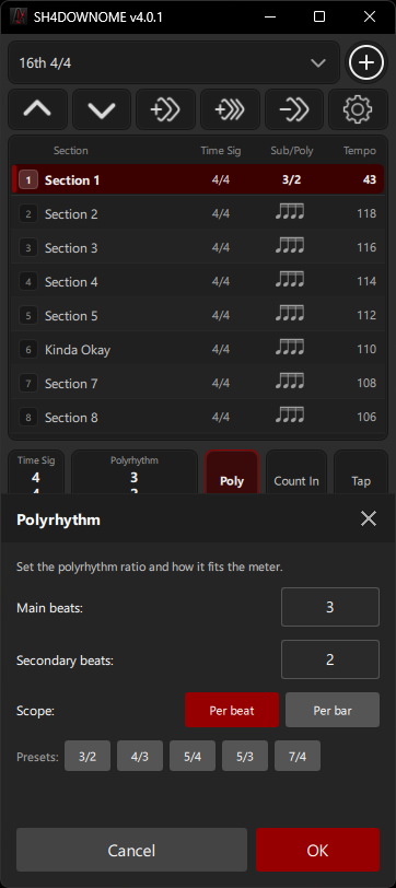 Polyrhythm setup