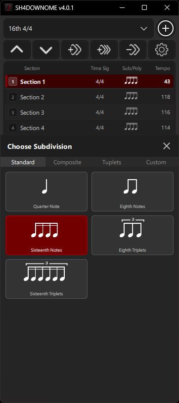 SH4DOWNOME subdivision picker